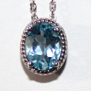 Sterling Silver Blue Topaz Solitaire Necklace